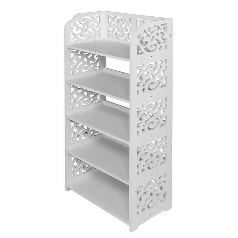 Scarpiera a 5 ripiani Karl Home in PVC (cloruro di polivinile) bianco, larga 42 cm, autoportante