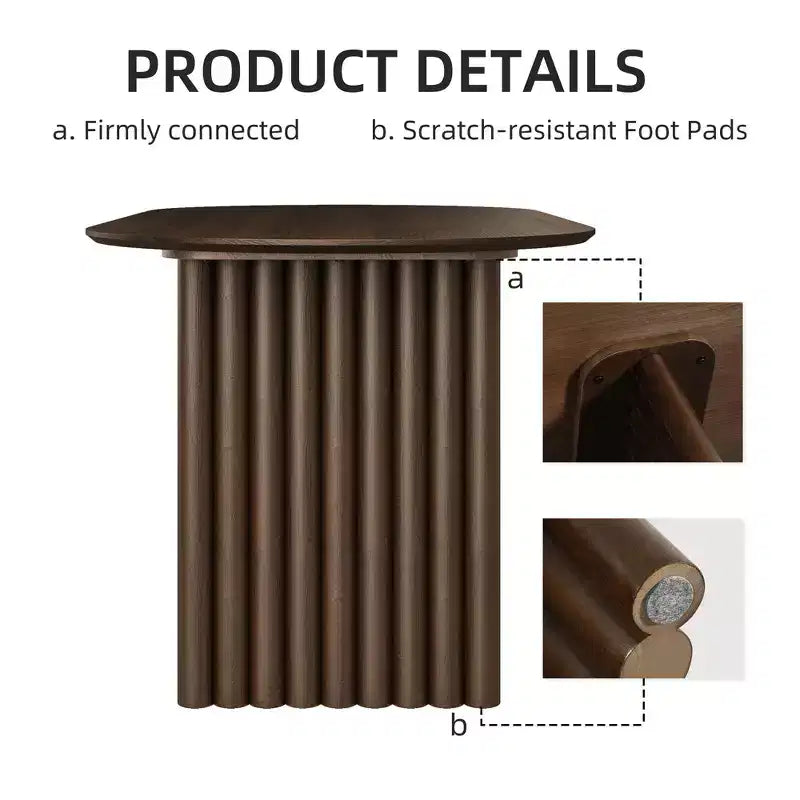 PexFix 79 x 33,5 Tavolo da Pranzo Ovale in Legno con Piano Antigraffio e Gambe a Strisce, Stile Moderno Rustico per Soggiorno e Cucina, Noce
