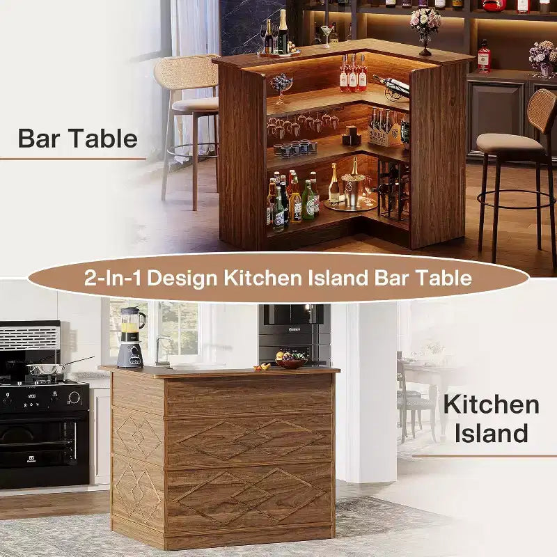 Mobile bar a L Lantine, tavolo per liquori ad angolo a 4 ripiani con portabicchieri e ripiani, per cucina, soggiorno, pub domestico