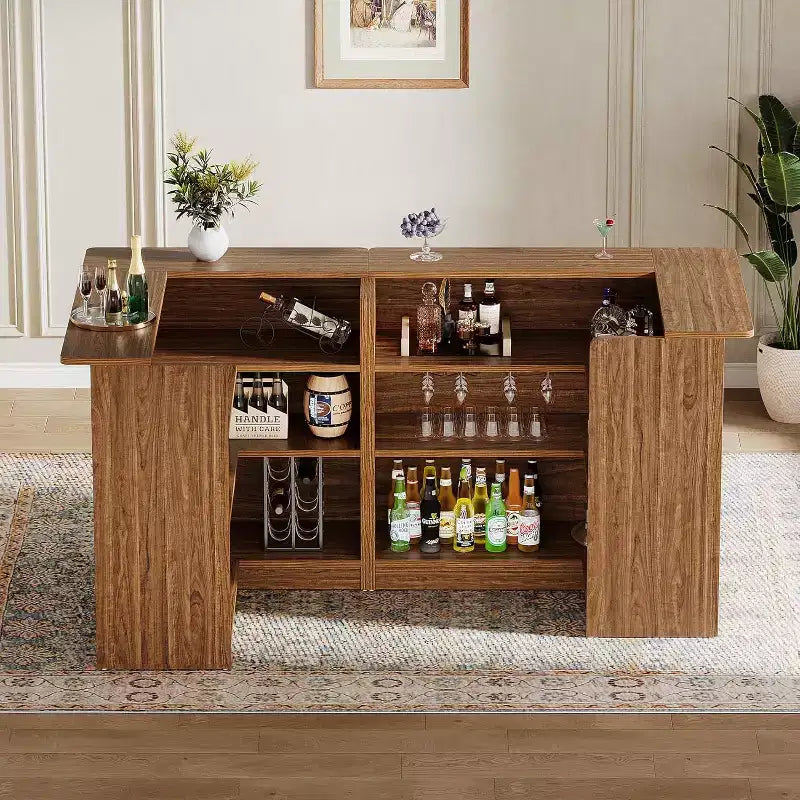 Mobile bar a L Lantine, tavolo per liquori ad angolo a 4 ripiani con portabicchieri e ripiani, per cucina, soggiorno, pub domestico