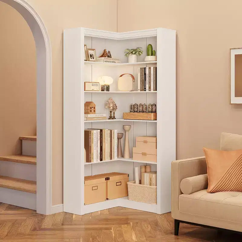 Scaffale ad angolo da 71,8 pollici, Libreria rustica, Libreria a L, Scaffale espositivo a 5 ripiani Librerie robuste con vano contenitore per ufficio e soggiorno