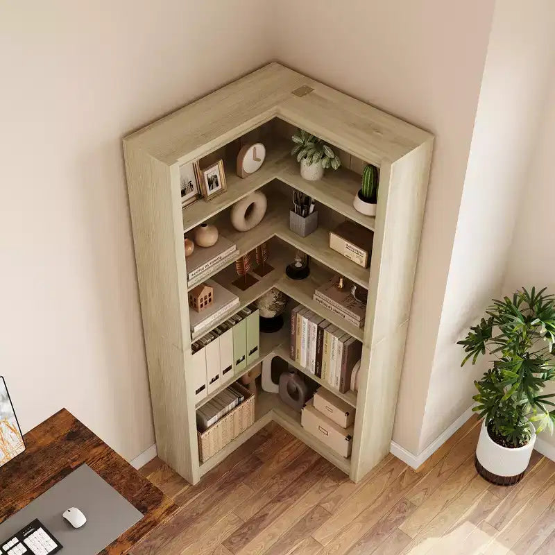 Scaffale ad angolo da 71,8 pollici, Libreria rustica, Libreria a L, Scaffale espositivo a 5 ripiani Librerie robuste con vano contenitore per ufficio e soggiorno