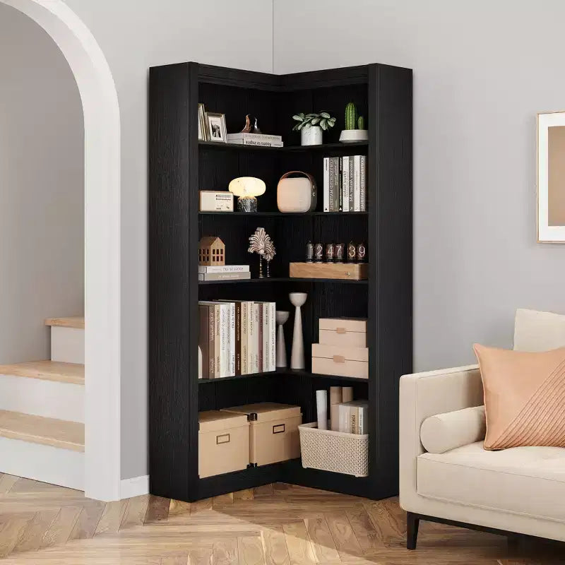 71.8 Corner Bookshelf, Farmhouse Bookcase, L-Shaped Bookshelf , 5 Tier Display Shelf Heavy Duty Bookcases with Storage for Office Living Room