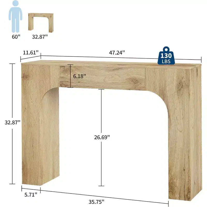 Tavolo Consolle, Tavolino Rettangolare in Legno Dietro il Divano, Tavolo d'Ingresso Industriale per Foyer e Corridoio, Tavolo d'Ingresso Stile Rustico