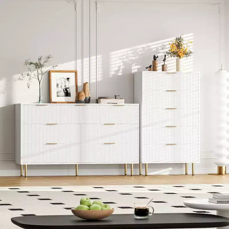 Comò per camera da letto, Comò a 5 cassetti con cassetti ampi, Cassettiera in legno, Comò moderno per soggiorno, cabina armadio, corridoio, ingresso