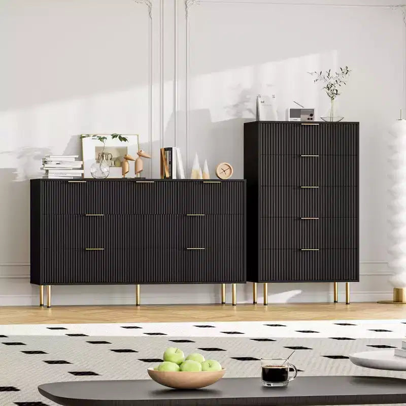Comò per camera da letto, Comò a 5 cassetti con cassetti ampi, Cassettiera in legno, Comò moderno per soggiorno, cabina armadio, corridoio, ingresso