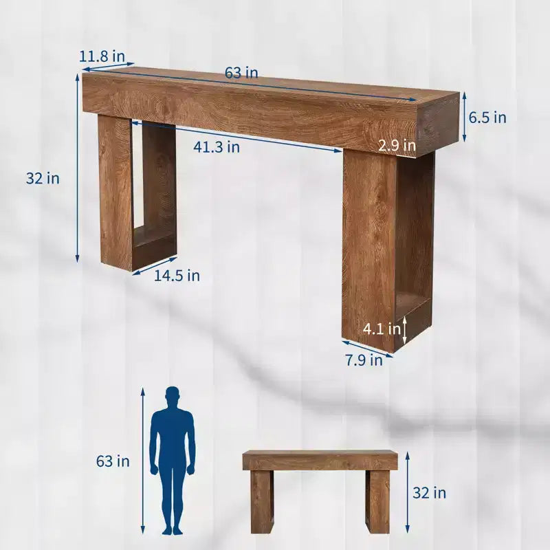 Tavolo Consolle Lungo 160 cm, Tavolo Rettangolare in Legno per Divano Dietro al Divano, Tavolo da Ingresso in Stile Rustico, per Ingresso, Corridoio, Soggiorno e Foyer