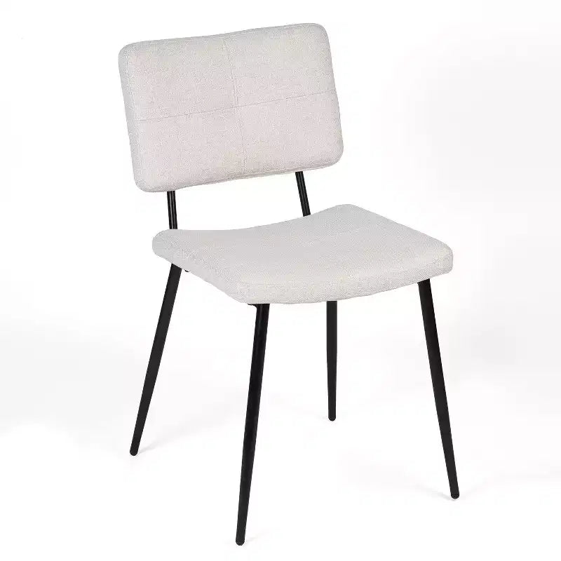 Homy Casa Sedie da Pranzo Imbottite in Tessuto Pomona, Set di 4 con Gambe in Metallo Nero, Beige