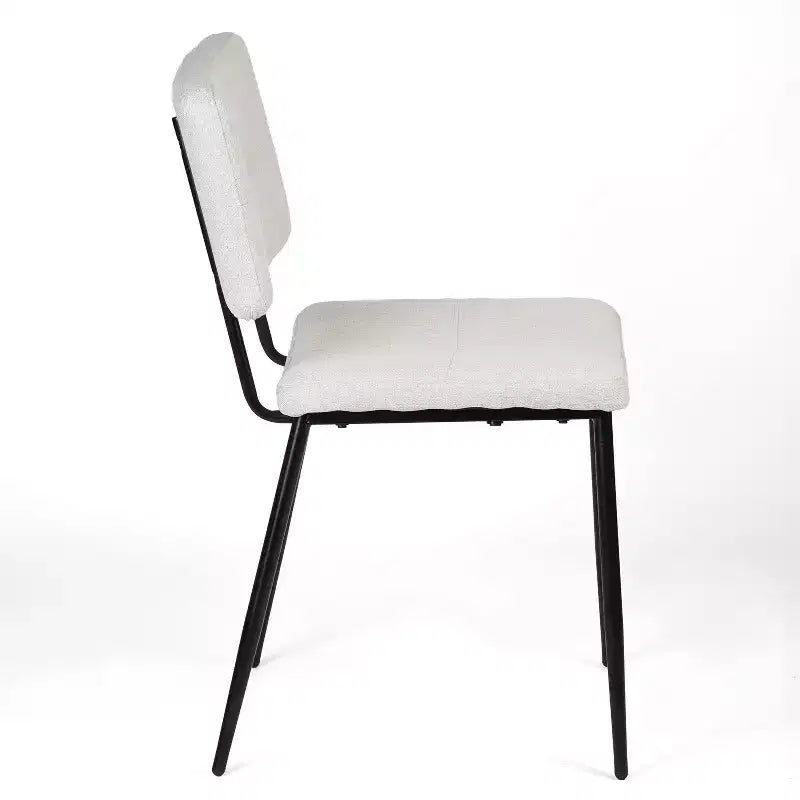 Homy Casa Sedie da Pranzo Imbottite in Tessuto Pomona, Set di 4 con Gambe in Metallo Nero, Beige