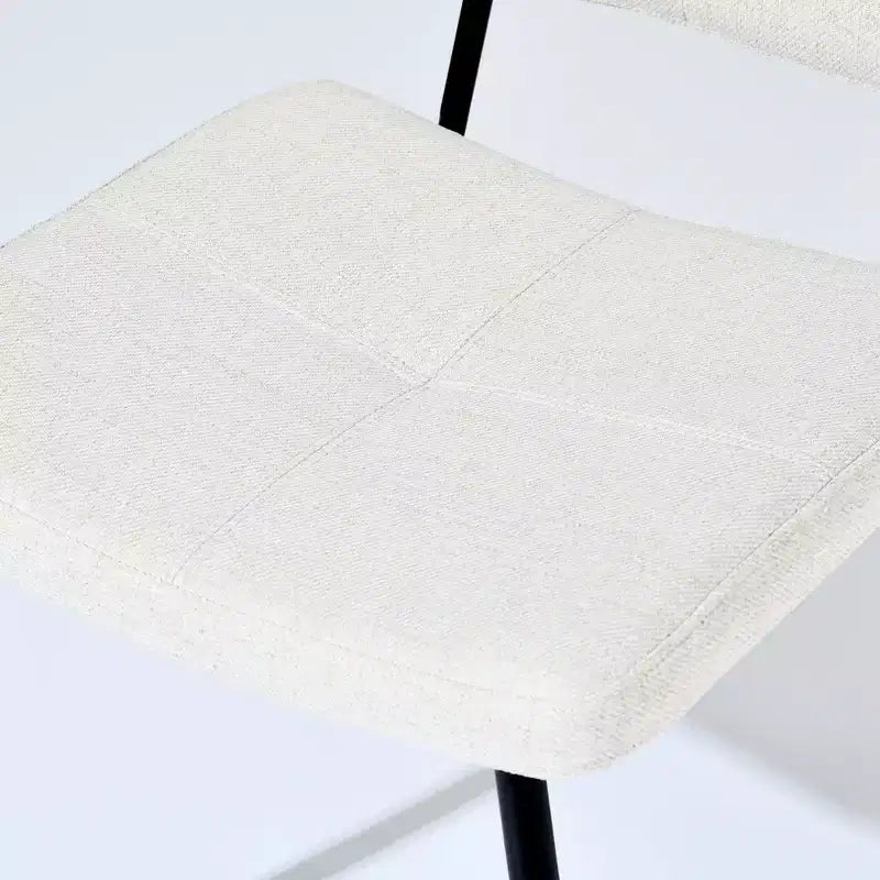 Homy Casa Sedie da Pranzo Imbottite in Tessuto Pomona, Set di 4 con Gambe in Metallo Nero, Beige