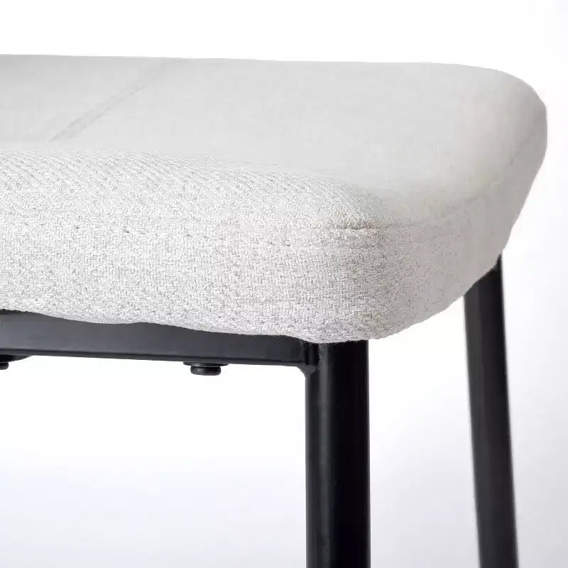 Homy Casa Sedie da Pranzo Imbottite in Tessuto Pomona, Set di 4 con Gambe in Metallo Nero, Beige