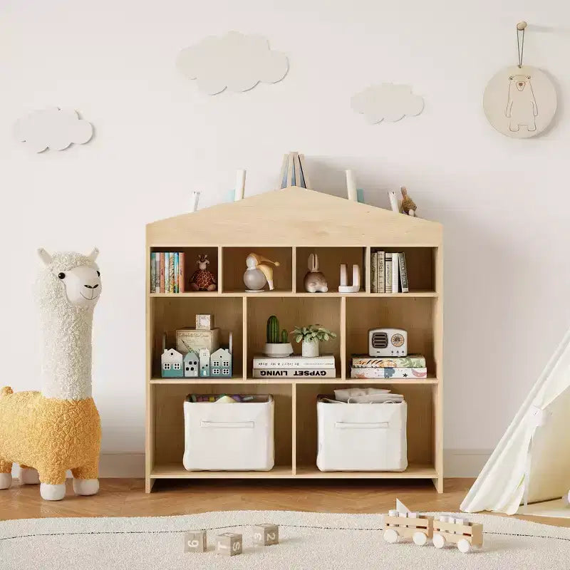 COZONY 41 Organizer per Giocattoli, Scaffale e Libreria in Legno a 9 Cubi per Bambini, Mobile Robusto per Giochi per Sala Giochi, Asilo Nido, Cameretta