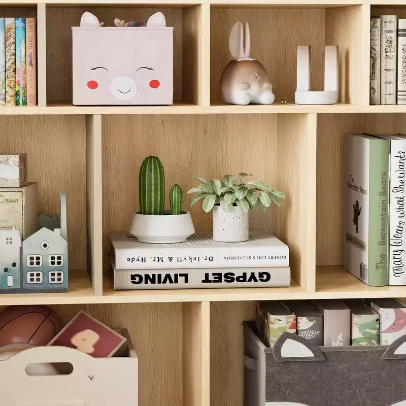 COZONY 41 Organizer per Giocattoli, Scaffale e Libreria in Legno a 9 Cubi per Bambini, Mobile Robusto per Giochi per Sala Giochi, Asilo Nido, Cameretta