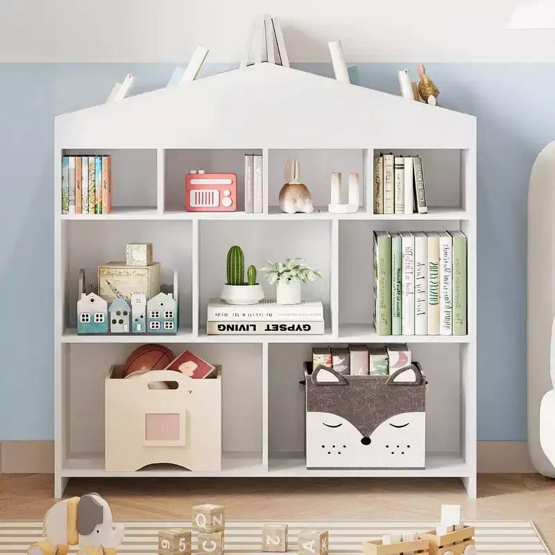 COZONY 41 Organizer per Giocattoli, Scaffale e Libreria in Legno a 9 Cubi per Bambini, Mobile Robusto per Giochi per Sala Giochi, Asilo Nido, Cameretta