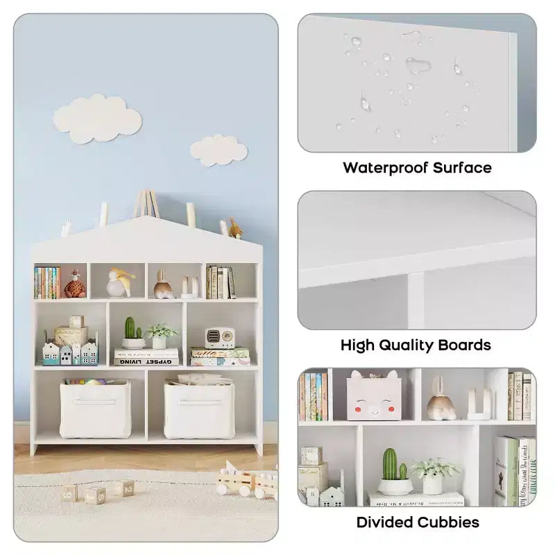 COZONY 41 Organizer per Giocattoli, Scaffale e Libreria in Legno a 9 Cubi per Bambini, Mobile Robusto per Giochi per Sala Giochi, Asilo Nido, Cameretta