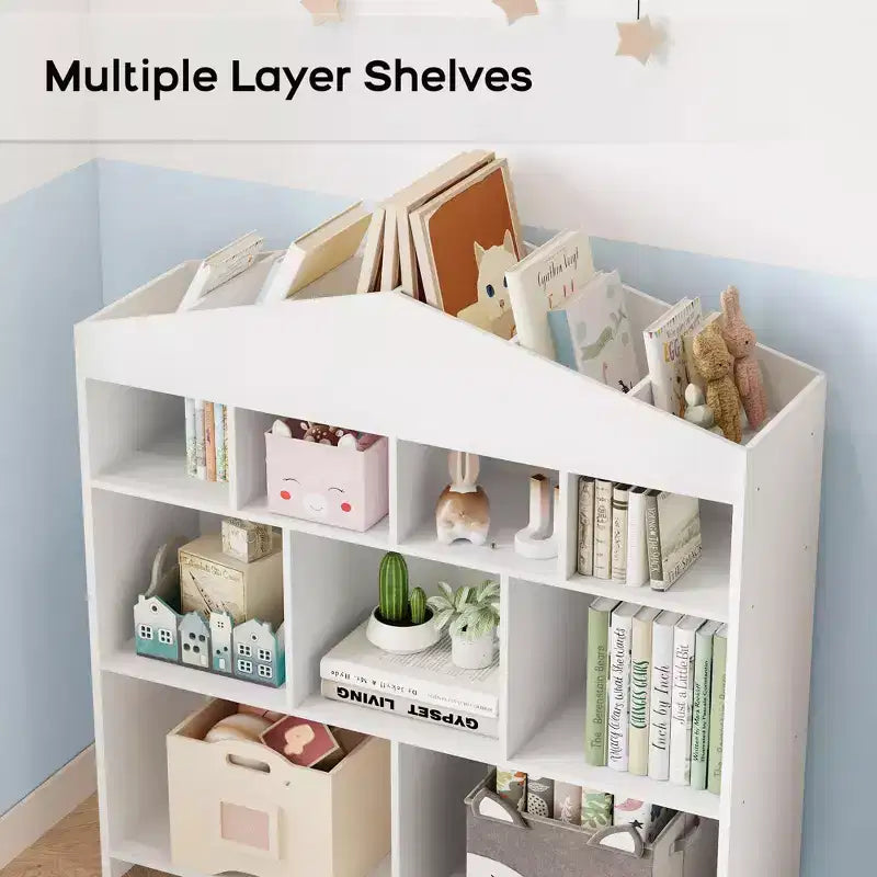 COZONY 41 Organizer per Giocattoli, Scaffale e Libreria in Legno a 9 Cubi per Bambini, Mobile Robusto per Giochi per Sala Giochi, Asilo Nido, Cameretta