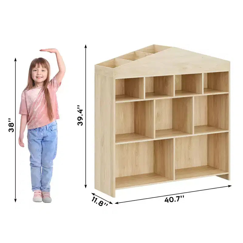 COZONY 41 Organizer per Giocattoli, Scaffale e Libreria in Legno a 9 Cubi per Bambini, Mobile Robusto per Giochi per Sala Giochi, Asilo Nido, Cameretta