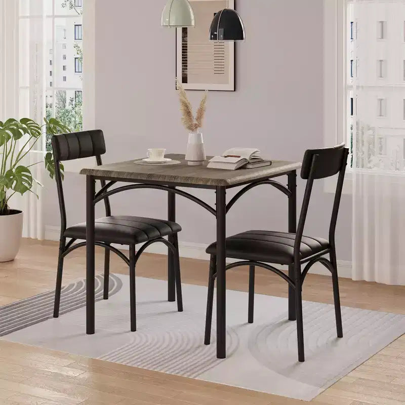 Set da tavolo da pranzo per 2 persone, tavolo e sedie da cucina, set da tavolo da pranzo quadrato con 2 sedie imbottite, per piccoli spazi, appartamento