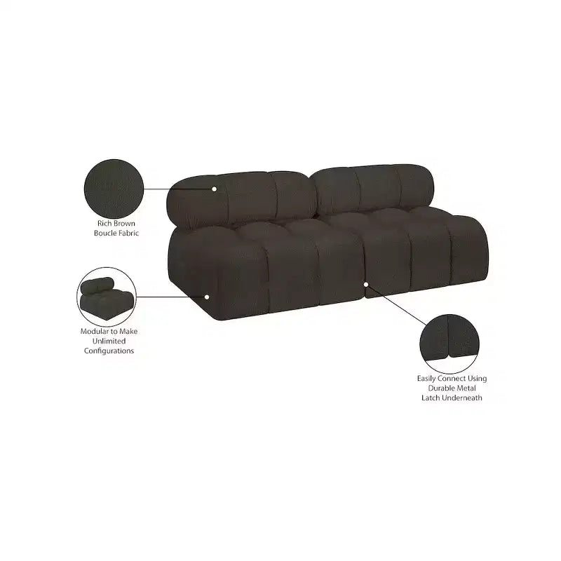 Meridian Furniture, divano modulare in tessuto Bouclé Ames