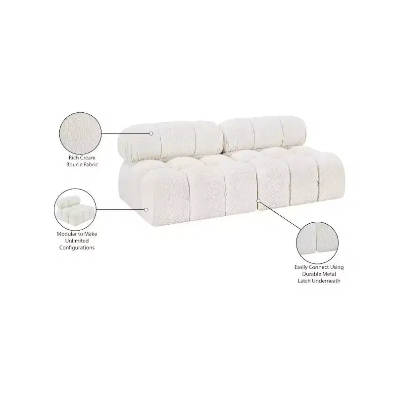 Meridian Furniture, divano modulare in tessuto Bouclé Ames