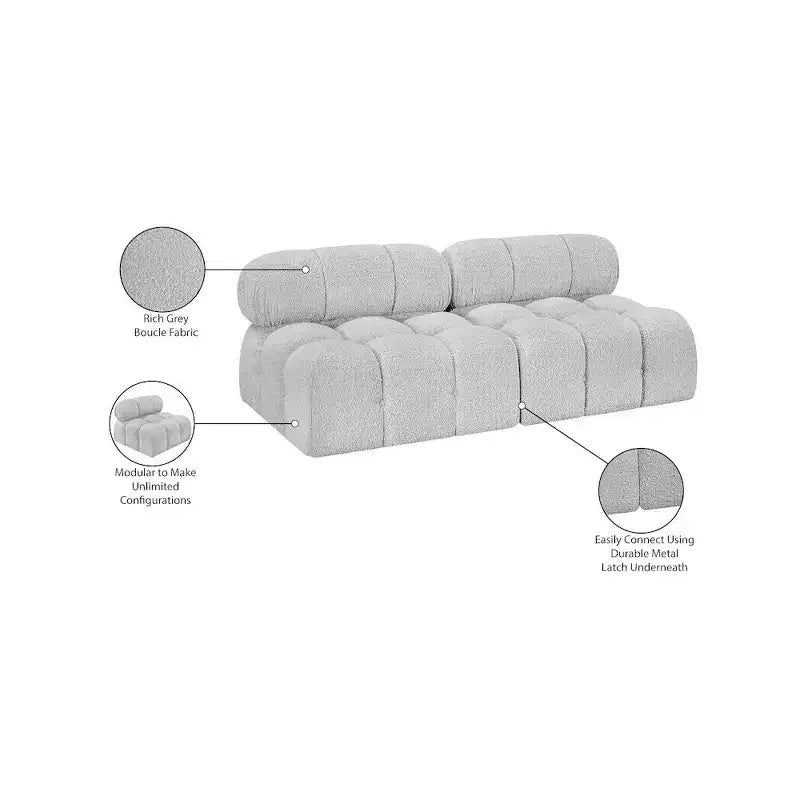 Meridian Furniture, divano modulare in tessuto Bouclé Ames