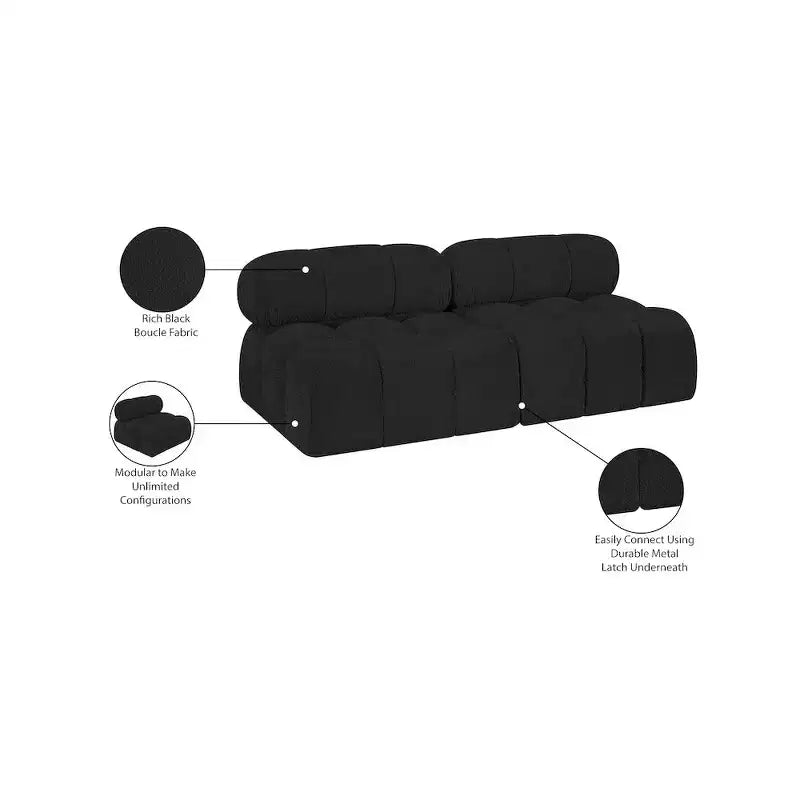 Meridian Furniture, divano modulare in tessuto Bouclé Ames