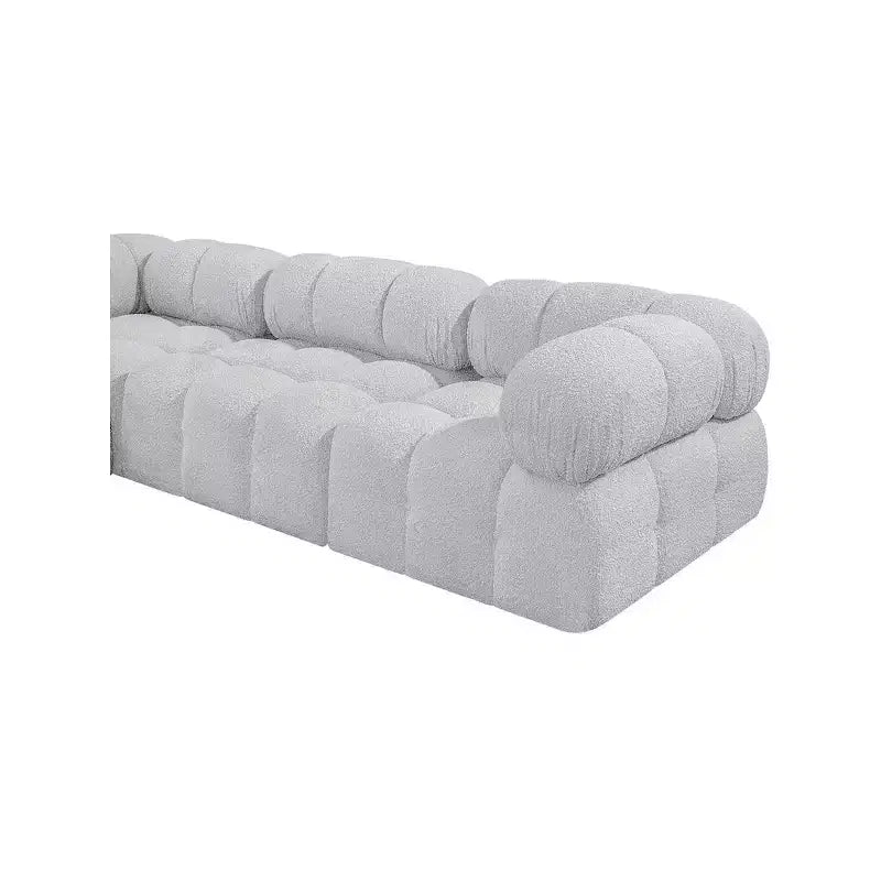 Meridian Furniture, divano modulare in tessuto bouclé grigio Ames