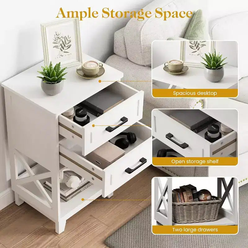 Heynemo Comodino Moderno Tavolino Laterale Bianco, Comodino Alto Tavolino da Divano/Letto