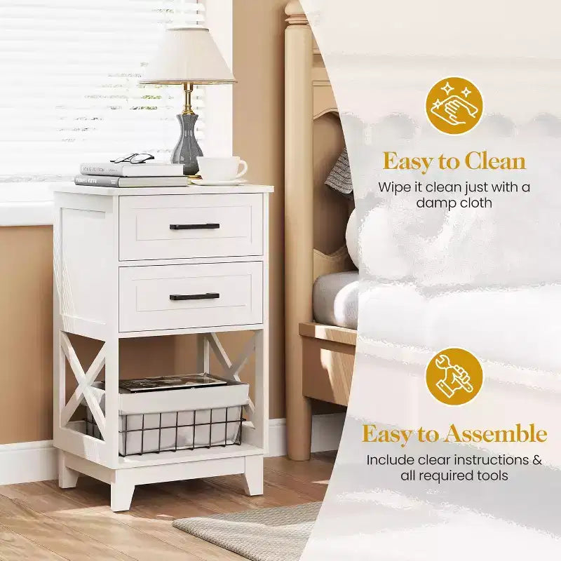 Heynemo Comodino Moderno Tavolino Laterale Bianco, Comodino Alto Tavolino da Divano/Letto