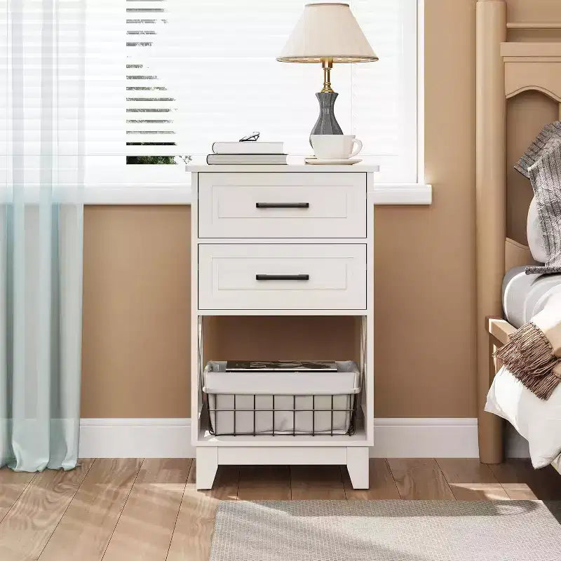Heynemo Comodino Moderno Tavolino Laterale Bianco, Comodino Alto Tavolino da Divano/Letto