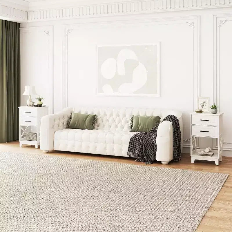 Heynemo Comodino Moderno Tavolino Laterale Bianco, Comodino Alto Tavolino da Divano/Letto
