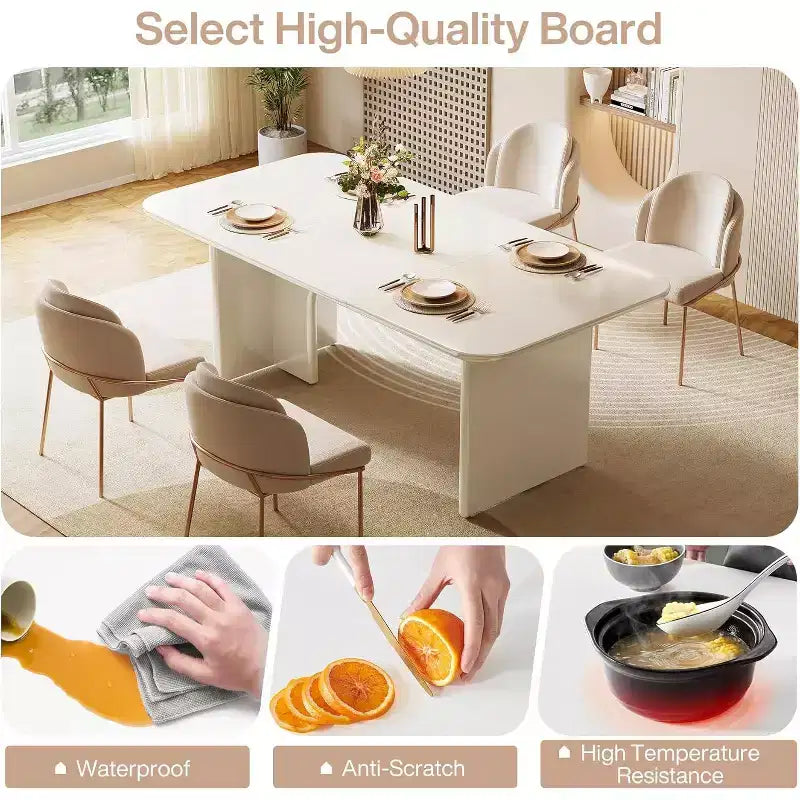 Tavolo da pranzo moderno nero Lantine per 4-6 persone, grande tavolo da cucina rettangolare da 160 cm con gambe ad arco, per sala da pranzo