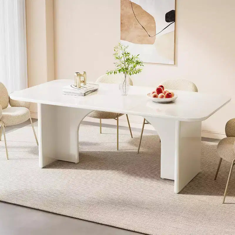 Tavolo da pranzo moderno nero Lantine per 4-6 persone, grande tavolo da cucina rettangolare da 160 cm con gambe ad arco, per sala da pranzo