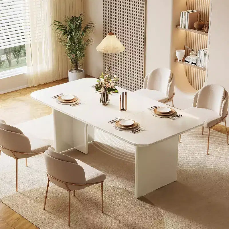 Tavolo da pranzo moderno nero Lantine per 4-6 persone, grande tavolo da cucina rettangolare da 160 cm con gambe ad arco, per sala da pranzo