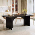 Tavolo da pranzo moderno nero Lantine per 4-6 persone, grande tavolo da cucina rettangolare da 160 cm con gambe ad arco, per sala da pranzo