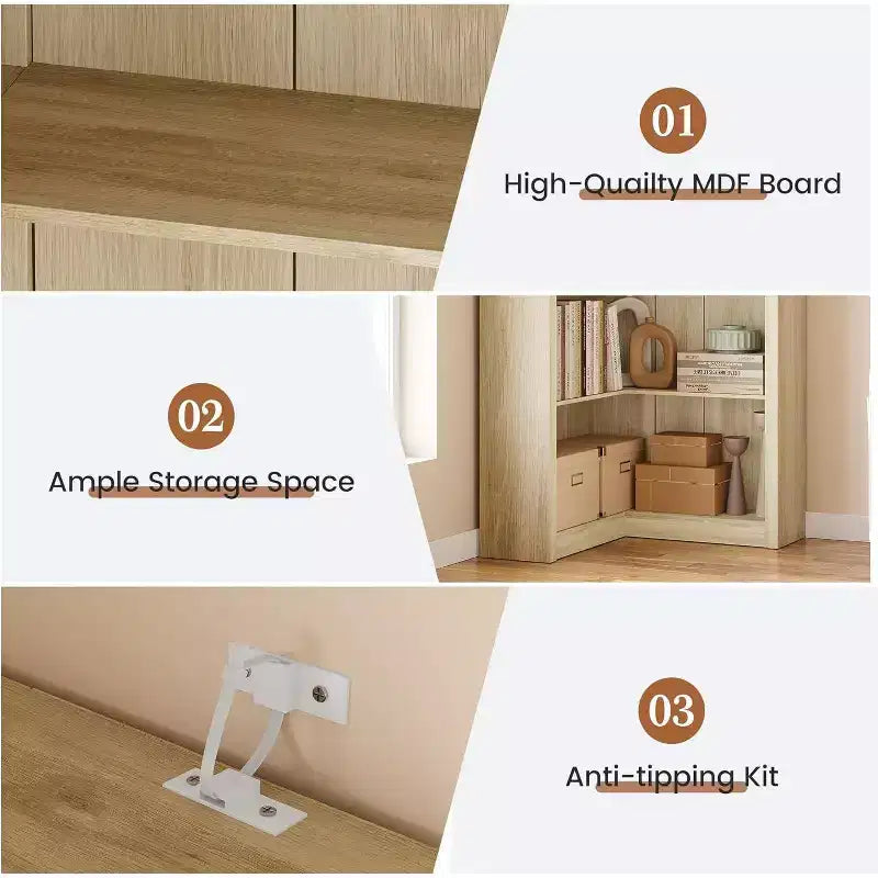 Libreria ad angolo, libreria ad angolo in stile rustico da 182 cm, libreria a forma di L di grandi dimensioni, scaffale espositivo a 5 ripiani, librerie robuste per la casa