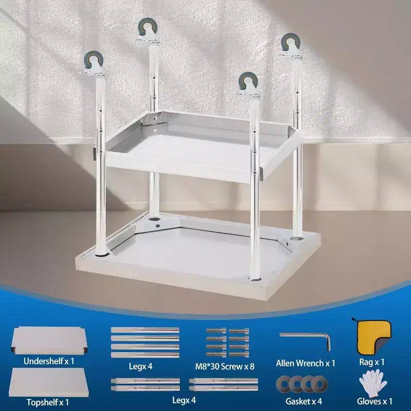 Tavolo da Lavoro COZONY in Acciaio Inox (con Ruote Bloccabili), Tavolo Utilità da Preparazione in Metallo a 2 Ripiani con Ripiano Inferiore Regolabile per Cucine di Ristoranti