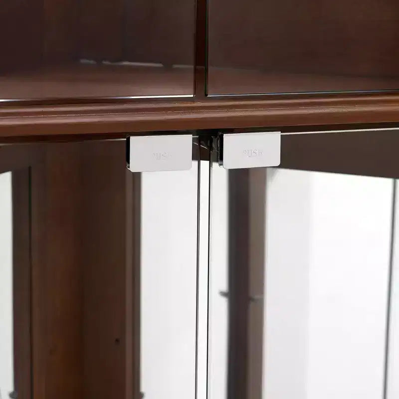 Okak Corner Curio Cabinet, Vetrina con 4 Ante e Ripiani Regolabili in Vetro Temperato, Mobile per Soggiorno