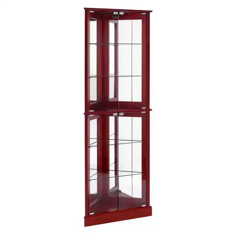 Okak Corner Curio Cabinet, Vetrina con 4 Ante e Ripiani Regolabili in Vetro Temperato, Mobile per Soggiorno