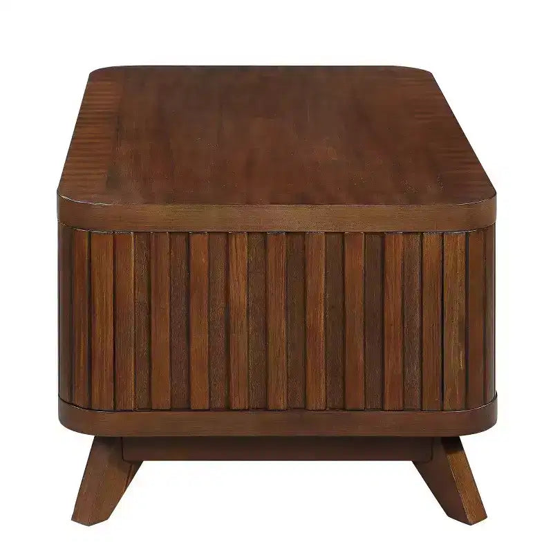Tavolino da Caffè Hostack 41.5 in Legno con Gambe in Legno Massello e Ripiano Aperto per il Soggiorno, Espresso