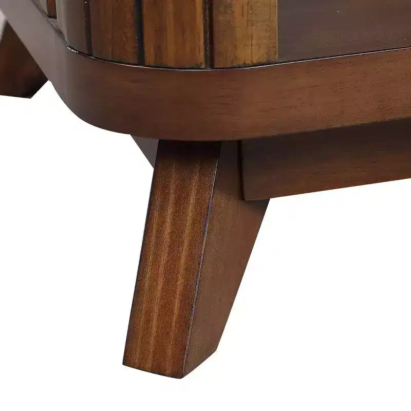 Tavolino da Caffè Hostack 41.5 in Legno con Gambe in Legno Massello e Ripiano Aperto per il Soggiorno, Espresso
