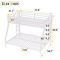 Bellemave Metal Twin Over Full Bunk Bed with Ladder and Guardrails, Heavy-Duty Steel Frame, Space-Saving Design, White