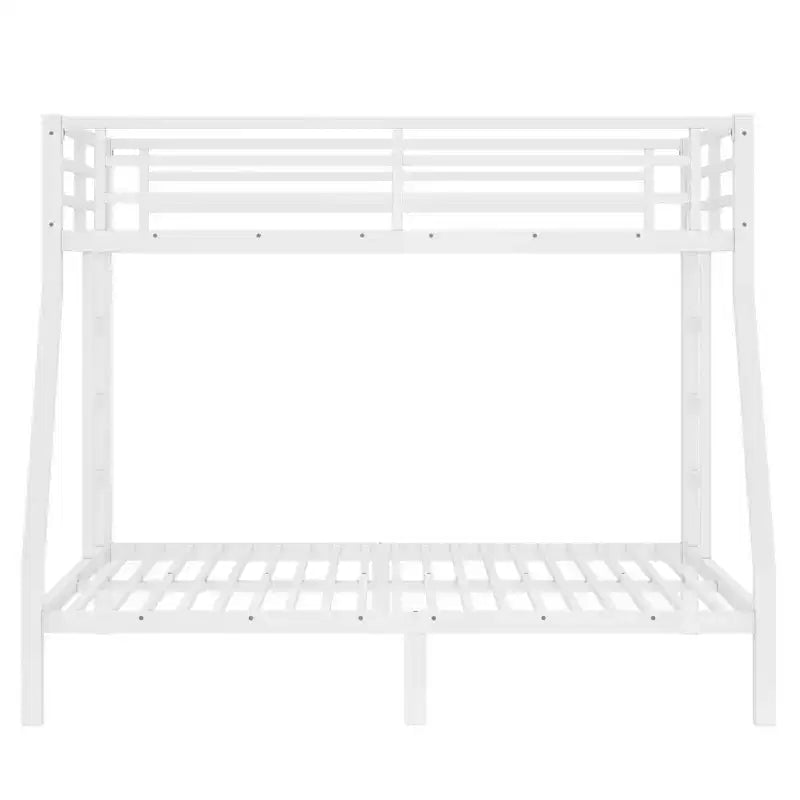 Bellemave Letto a castello in metallo a una piazza e mezzo con scaletta e sponde di protezione, struttura in acciaio resistente, design salvaspazio, bianco