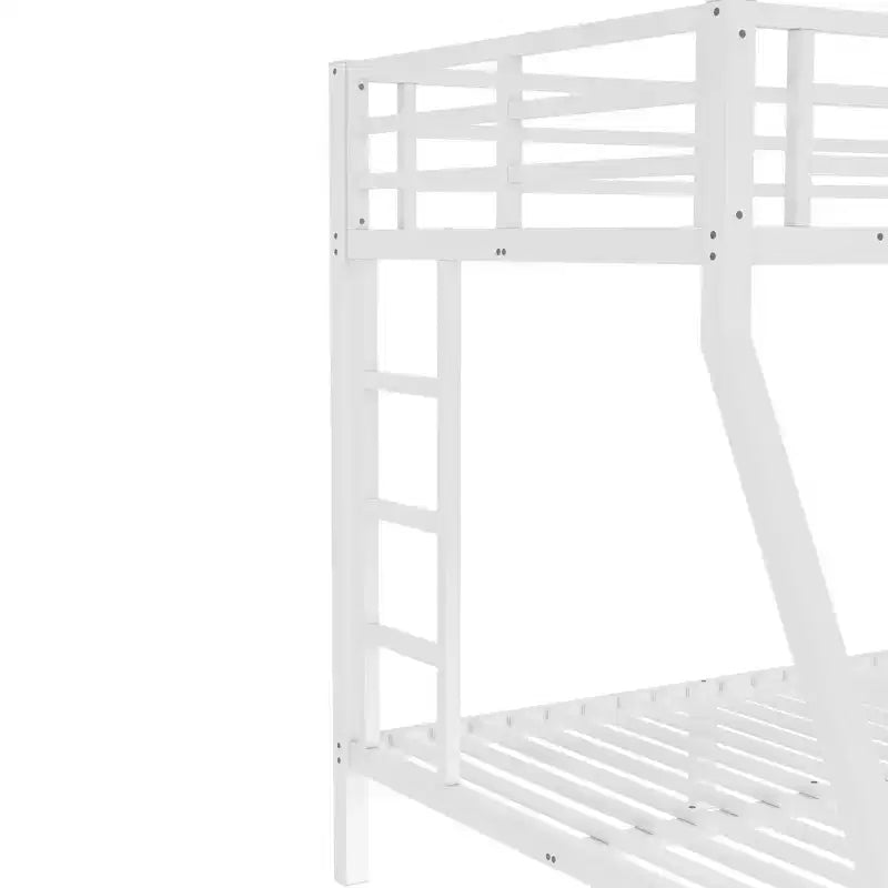 Bellemave Letto a castello in metallo a una piazza e mezzo con scaletta e sponde di protezione, struttura in acciaio resistente, design salvaspazio, bianco