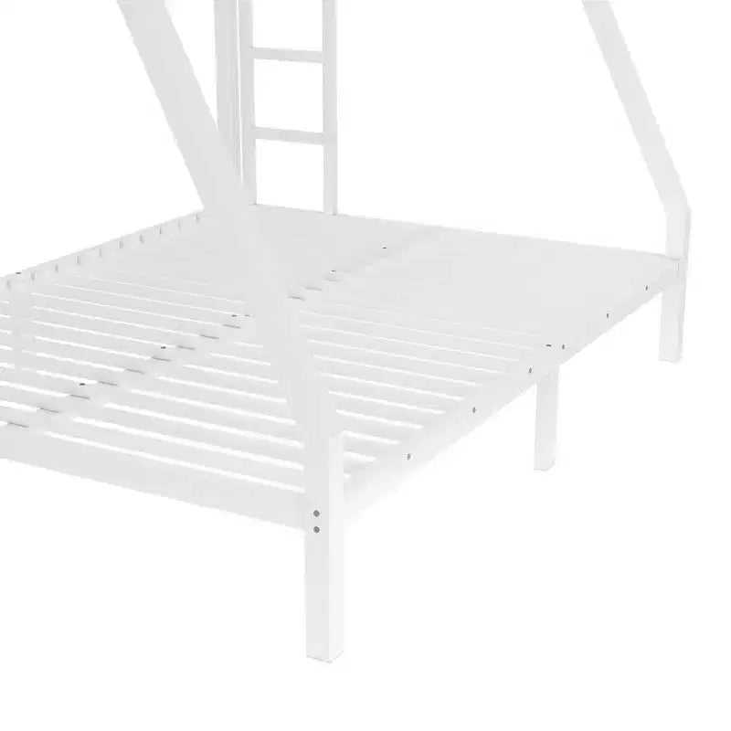 Bellemave Letto a castello in metallo a una piazza e mezzo con scaletta e sponde di protezione, struttura in acciaio resistente, design salvaspazio, bianco