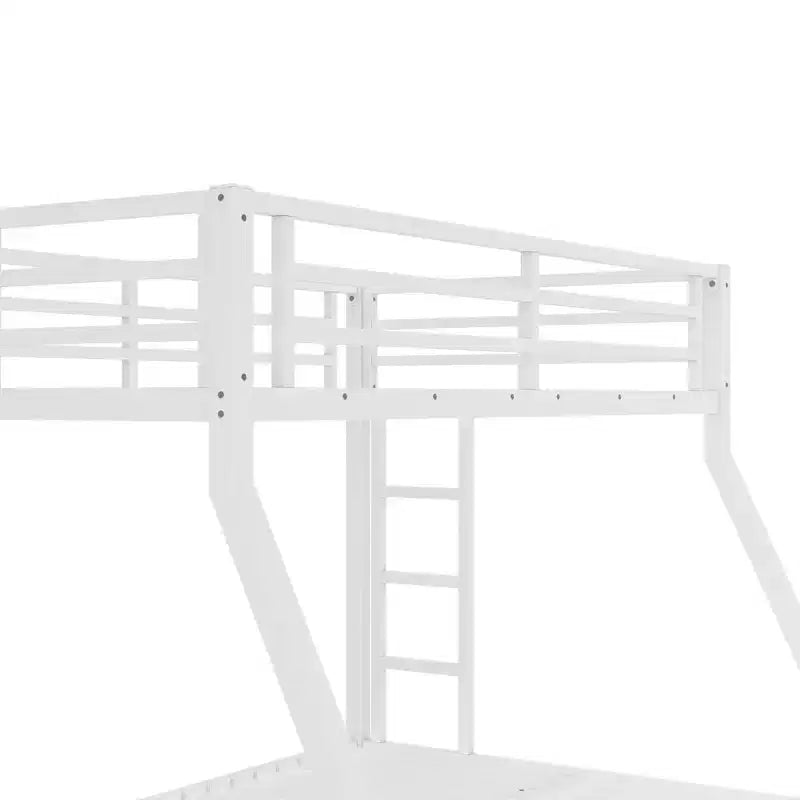 Bellemave Letto a castello in metallo a una piazza e mezzo con scaletta e sponde di protezione, struttura in acciaio resistente, design salvaspazio, bianco