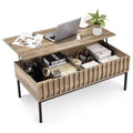 COZONY Wooden Lift Top Coffee Table  43 Living Room Center Table with Hidden Storage Compartment, Lift Tabletop Dining Desk, Teak Finish