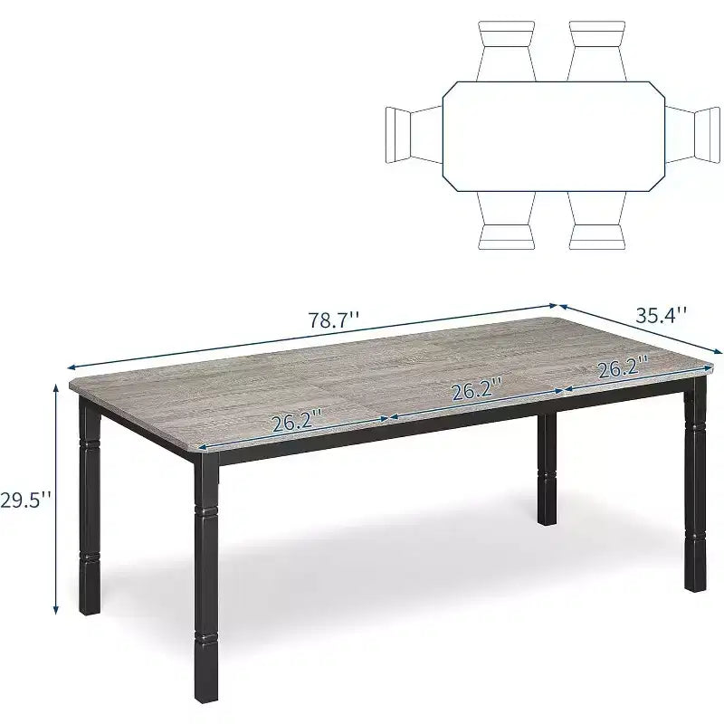 COZONY 79 Tavolo da Pranzo Rettangolare, 6-8 Posti, Piano in Legno Moderno Industriale e Gambe in Metallo per Cucina e Sala da Pranzo