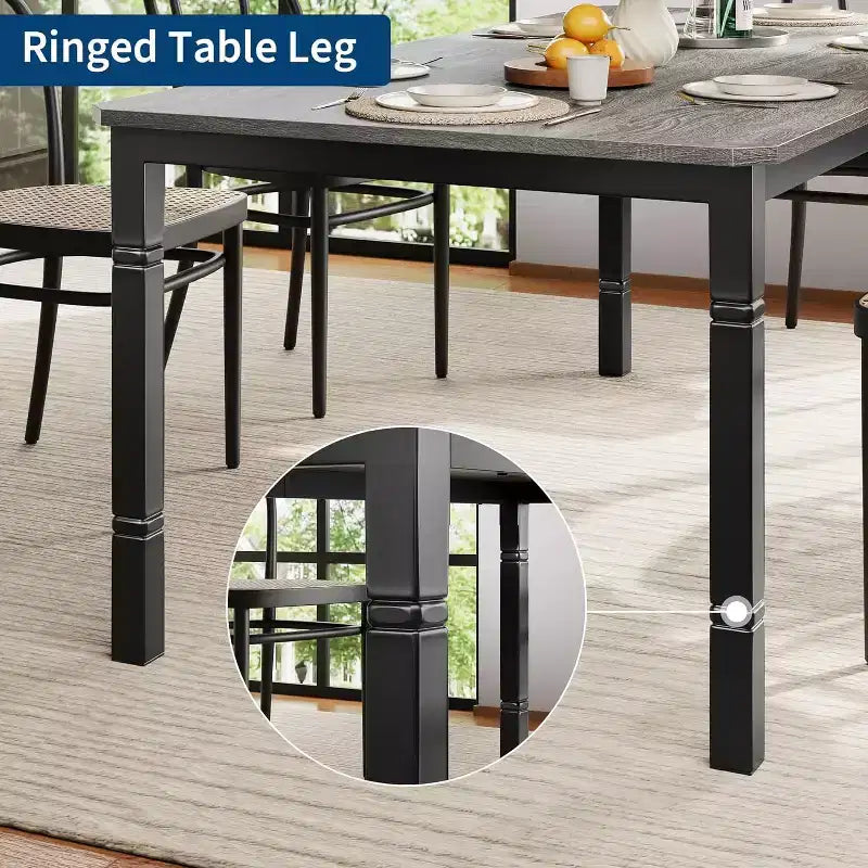 COZONY 79 Tavolo da Pranzo Rettangolare, 6-8 Posti, Piano in Legno Moderno Industriale e Gambe in Metallo per Cucina e Sala da Pranzo