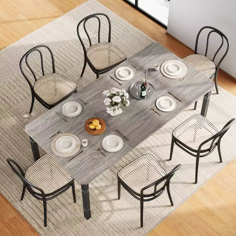 COZONY 79 Tavolo da Pranzo Rettangolare, 6-8 Posti, Piano in Legno Moderno Industriale e Gambe in Metallo per Cucina e Sala da Pranzo